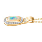 Ethiopian Welo Opal, Natural Zircon Pendant with Chain (Size 20) in 18K Gold Vermeil Sterling Silver 2.18 Ct.