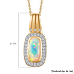 Ethiopian Welo Opal, Natural Zircon Pendant with Chain (Size 20) in 18K Gold Vermeil Sterling Silver 2.18 Ct.