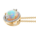 Ethiopian Welo Opal, Natural Zircon Pendant with Chain (Size 20) in 18K Gold Vermeil Sterling Silver 1.62  Ct.
