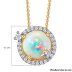 Ethiopian Welo Opal, Natural Zircon Pendant with Chain (Size 20) in 18K Gold Vermeil Sterling Silver 1.62  Ct.