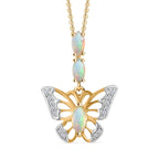 Ethiopian Opal, White Zircon Pendant with Chain (Size 20) in 18K YG Vermeil Sterling Silver