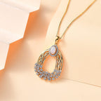 Ethiopian Opal, White Zircon Pendant with Chain (Size 20) in 18K YG Vermeil Sterling Silver