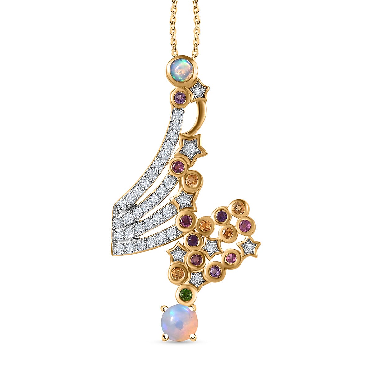 GP Celestial Collection - Ethiopian Welo Opal Pendant with Chain (Size 20) in 18K Vermeil YG Plated Sterling Silver 2.55 Ct, Silver Wt. 8.03 Gms 4248641 0