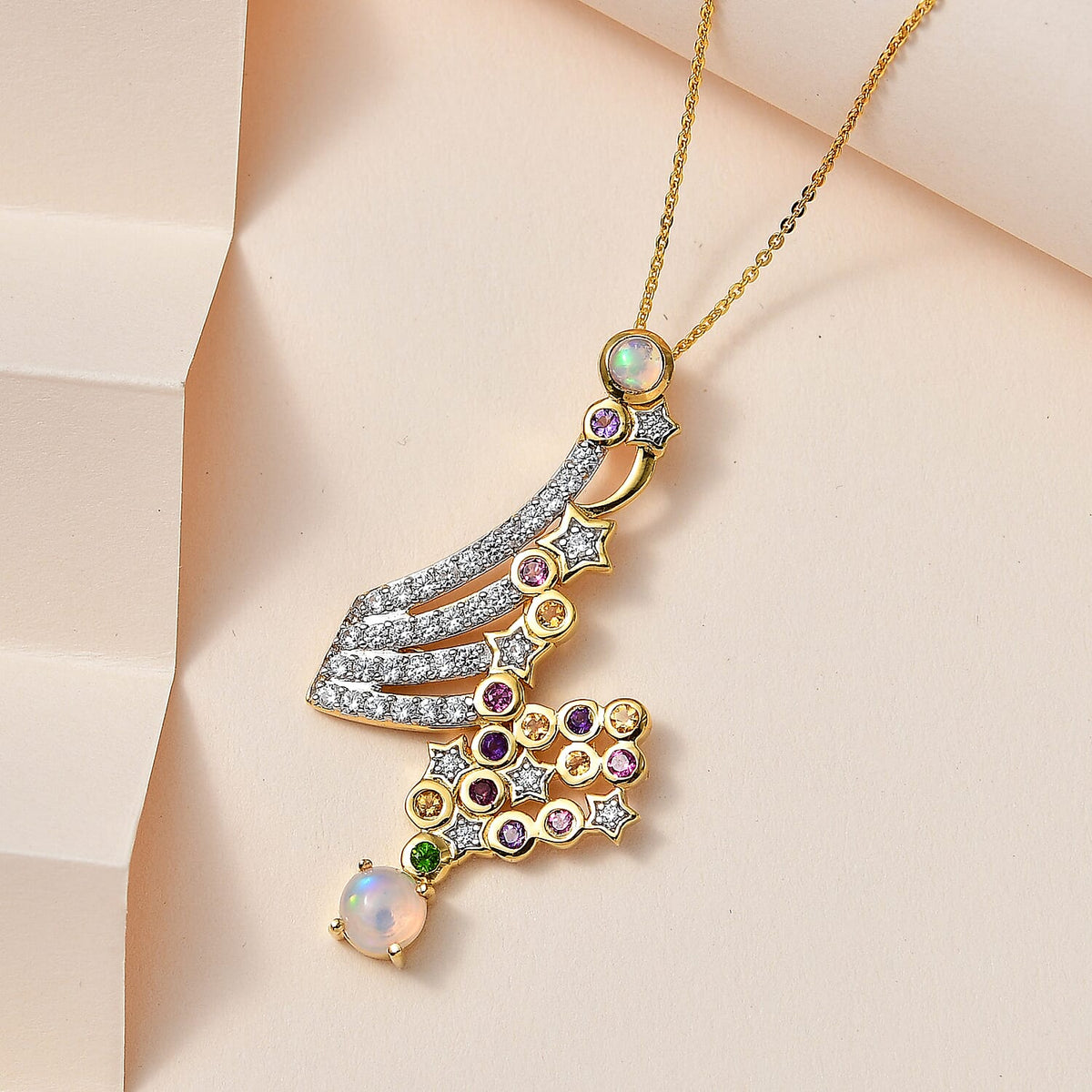 GP Celestial Collection - Ethiopian Welo Opal Pendant with Chain (Size 20) in 18K Vermeil YG Plated Sterling Silver 2.55 Ct, Silver Wt. 8.03 Gms 4248641 3