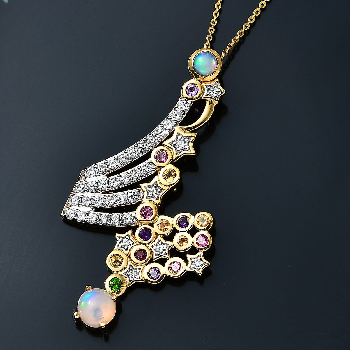 GP Celestial Collection - Ethiopian Welo Opal Pendant with Chain (Size 20) in 18K Vermeil YG Plated Sterling Silver 2.55 Ct, Silver Wt. 8.03 Gms 4248641 4