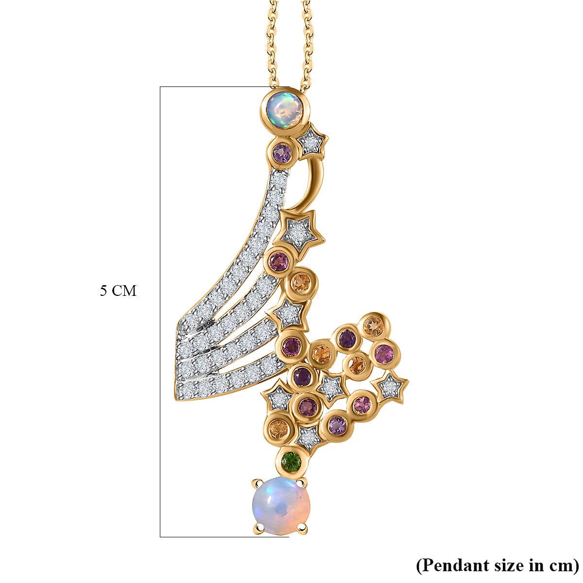 GP Celestial Collection - Ethiopian Welo Opal Pendant with Chain (Size 20) in 18K Vermeil YG Plated Sterling Silver 2.55 Ct, Silver Wt. 8.03 Gms 4248641 8