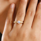 Ethiopian Opal & White Zircon Ring in Yellow Gold Overlay Sterling Silver