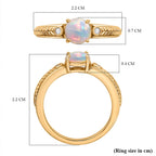 Ethiopian Opal & White Zircon Ring in Yellow Gold Overlay Sterling Silver