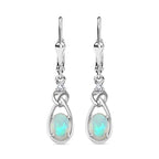Ethiopian Opal ,  White Zircon  Solitaire Lever Back Earring in Rhodium Overlay Sterling Silver 1.12 ct  1.098  Ct.