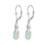 Ethiopian Opal ,  White Zircon  Solitaire Lever Back Earring in Rhodium Overlay Sterling Silver 1.12 ct  1.098  Ct.