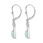 Ethiopian Opal ,  White Zircon  Solitaire Lever Back Earring in Rhodium Overlay Sterling Silver 1.12 ct  1.098  Ct.