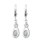 Ethiopian Opal ,  White Zircon  Solitaire Lever Back Earring in Rhodium Overlay Sterling Silver 1.12 ct  1.098  Ct.
