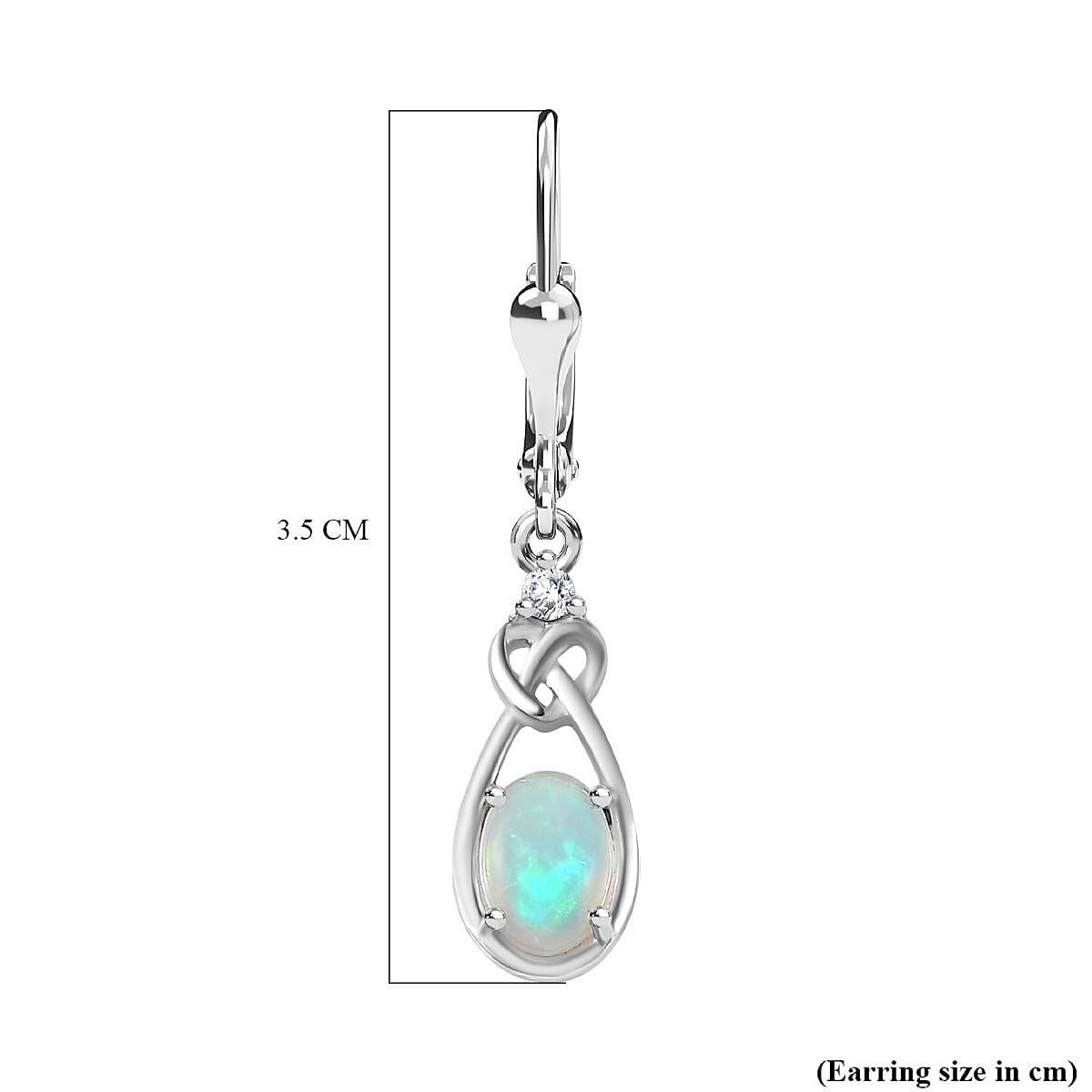 Ethiopian Opal, White Zircon Solitaire Lever Back Earrings in Rhodium Overlay Sterling Silver 7803727 7