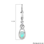 Ethiopian Opal ,  White Zircon  Solitaire Lever Back Earring in Rhodium Overlay Sterling Silver 1.12 ct  1.098  Ct.