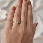 Ethiopian Welo Opal & Natural Zircon Ring in 14K Gold Overlay Sterling Silver