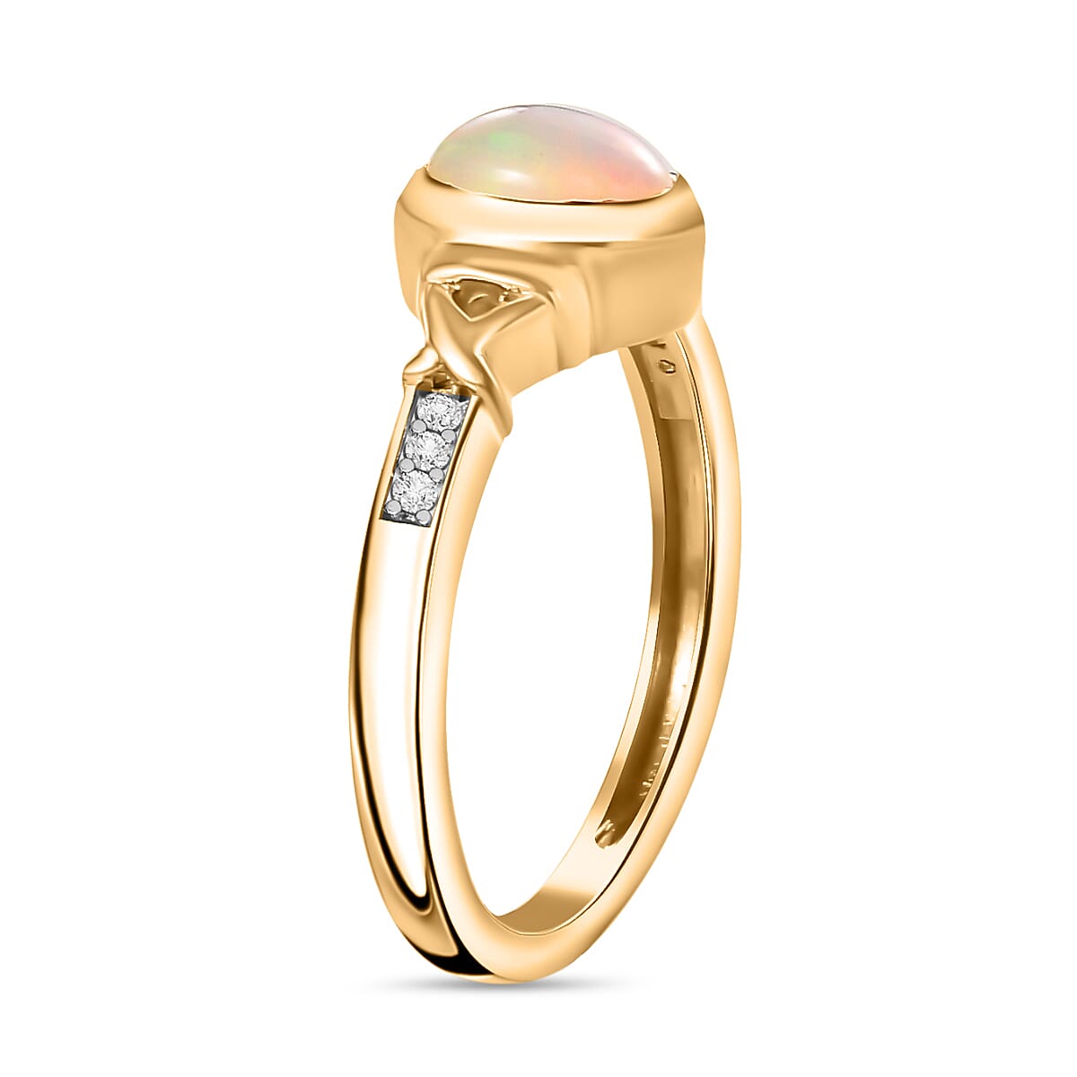 Ethiopian Welo Opal &amp; Natural Zircon Ring in 14K Gold Overlay Sterling Silver 7819572 5