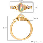 Ethiopian Welo Opal & Natural Zircon Ring in 14K Gold Overlay Sterling Silver