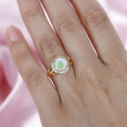 Ethiopian Welo Opal, Natural Zircon Ring in 18K Gold Vermeil Sterling Silver 1.68 Ct.