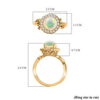 Ethiopian Welo Opal, Natural Zircon Ring in 18K Gold Vermeil Sterling Silver 1.68 Ct.