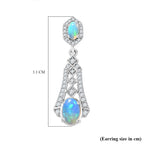 Ethiopian Opal ,  White Zircon  Solitaire Stud Push Post Earring in Rhodium Overlay Sterling Silver 3.35 ct  1.956  Ct.