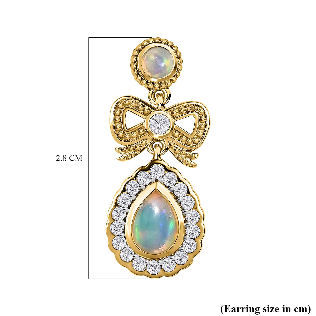 Ethiopian Welo Opal &amp; Natural Zircon Earrings in 18K Yellow Gold Vermeil Plated Sterling Silver 1.94 Ct. 7566192 4