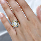 Ethiopian Welo Opal, Natural Zircon & Zambian Emerald Halo Ring in 18K Vermeil Yellow Gold Plated Sterling Silver 1.74 Ct