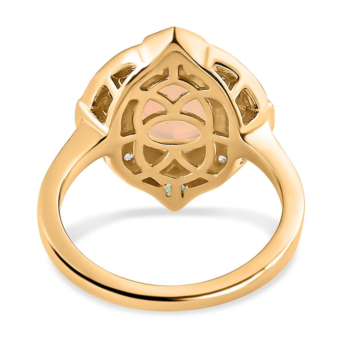 Ethiopian Opal, White Zircon, Zambian Emerald Ring in 18K Vermeil YG Plated Sterling Silver 1.81 ct 1.735 Ct. 7766976 5