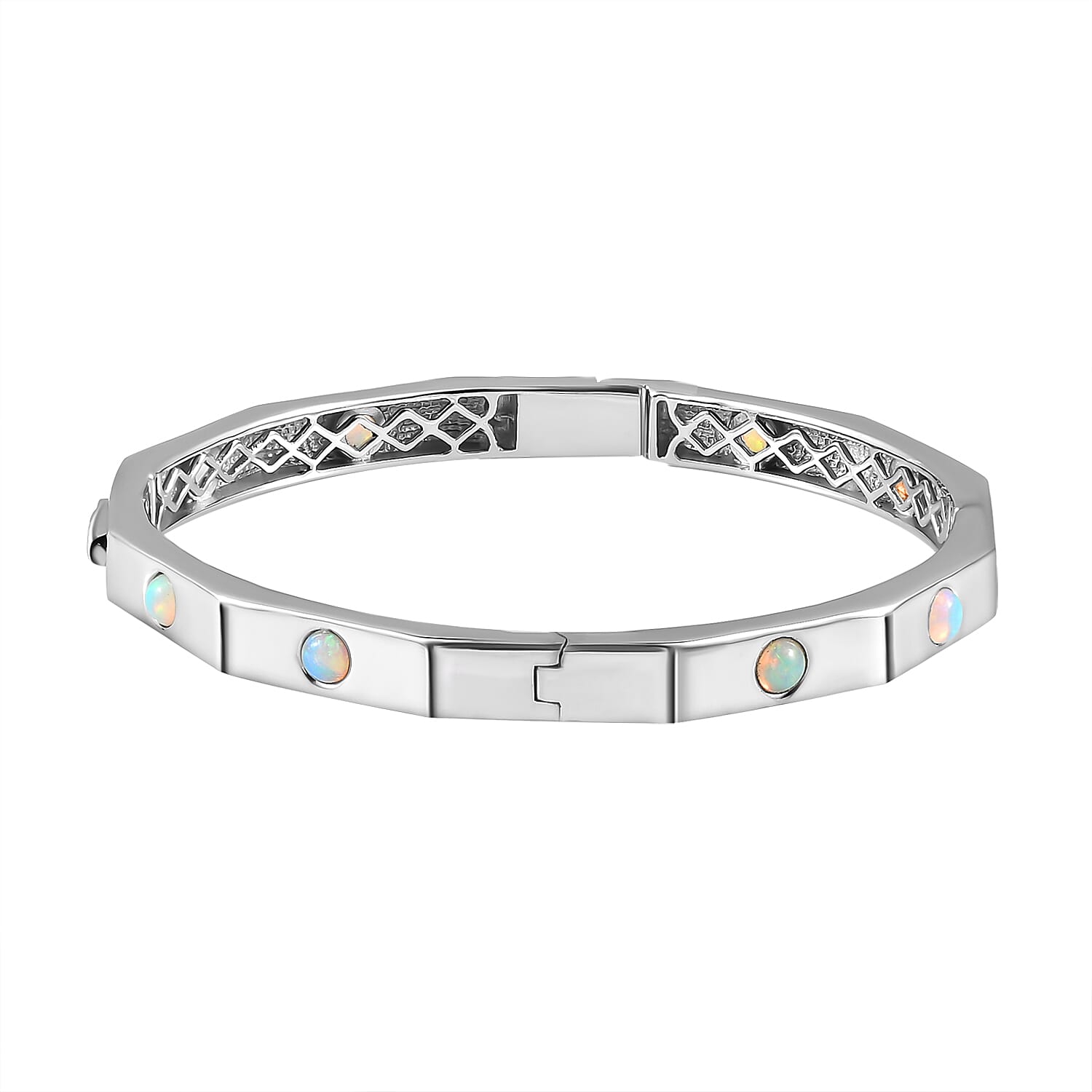 Ethiopian Welo Opal Bangle (Size 7.5) in Platinum Overlay Sterling Silver, Silver Wt. 23.71 Gms. 7162721 4