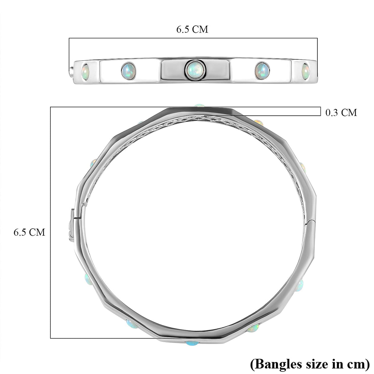Ethiopian Welo Opal Bangle (Size 7.5) in Platinum Overlay Sterling Silver, Silver Wt. 23.71 Gms. 7162721 5