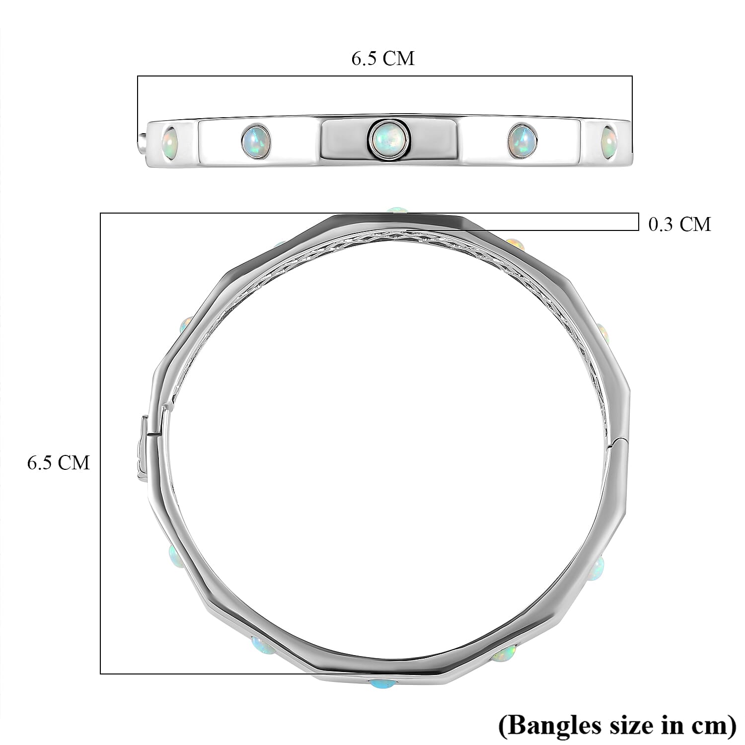 Ethiopian Welo Opal Bangle (Size 7.5) in Platinum Overlay Sterling Silver, Silver Wt. 23.71 Gms. 7162721 5