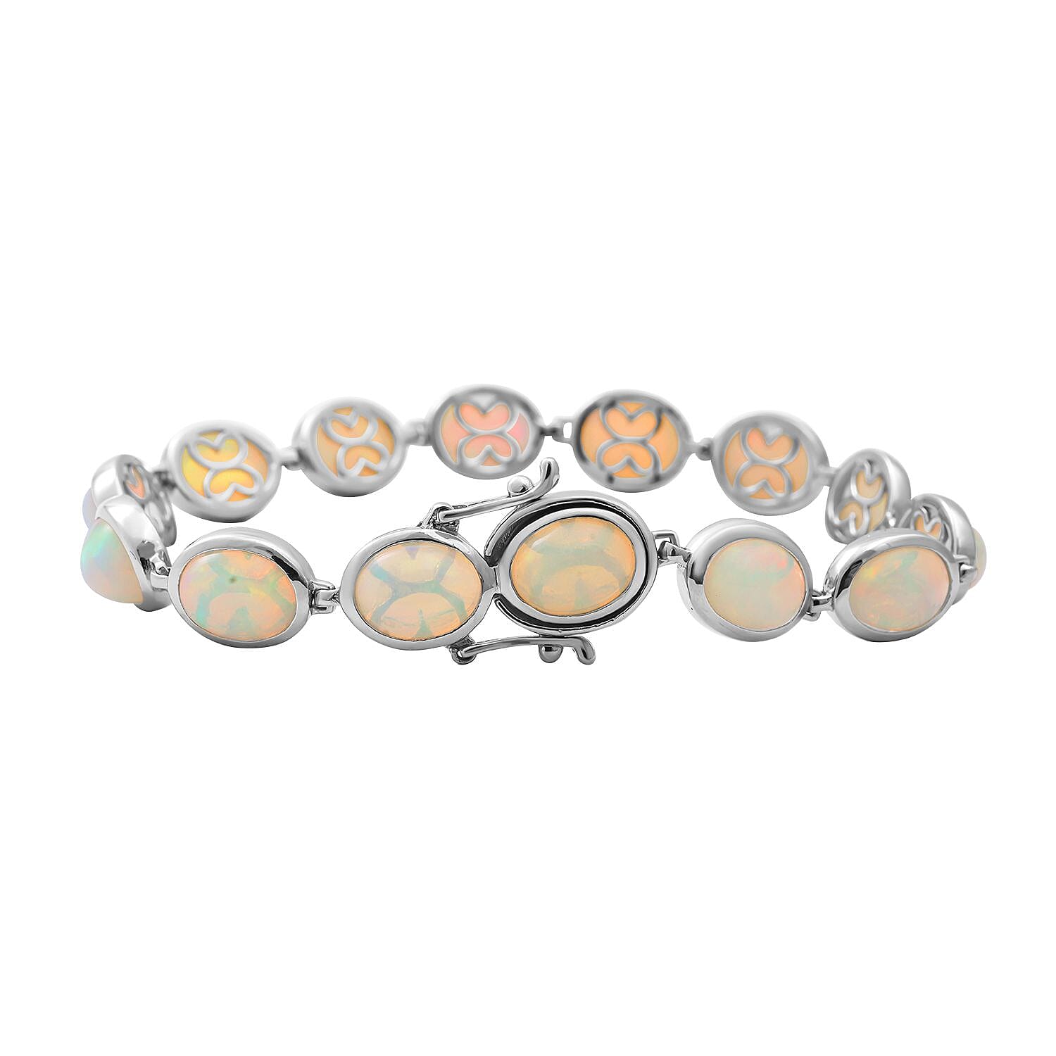 Ethiopian Welo Opal Bracelet (Size - 7.5) in Platinum Overlay Sterling Silver 17.25 Ct, Silver Wt. 14.00 Gms 8962610 3