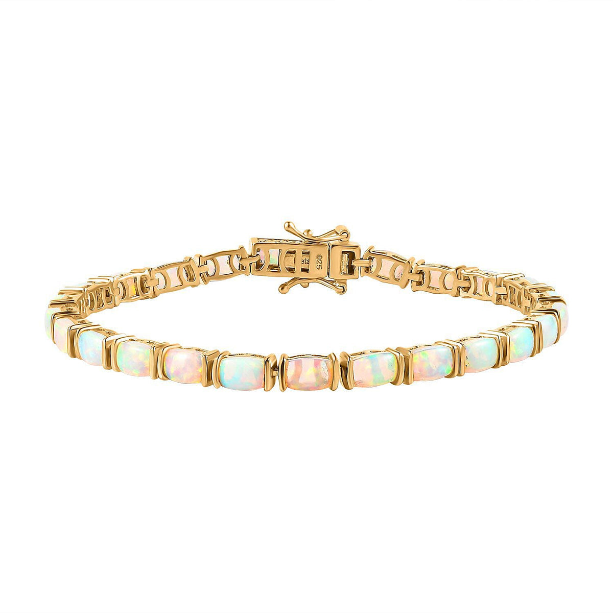 Ethiopian Welo Opal Bracelet (Size - 7.5) in 18K Yellow Gold Vermeil Plated Sterling Silver 8.40 Ct, Silver Wt. 11.39 Gms. 7343401 0