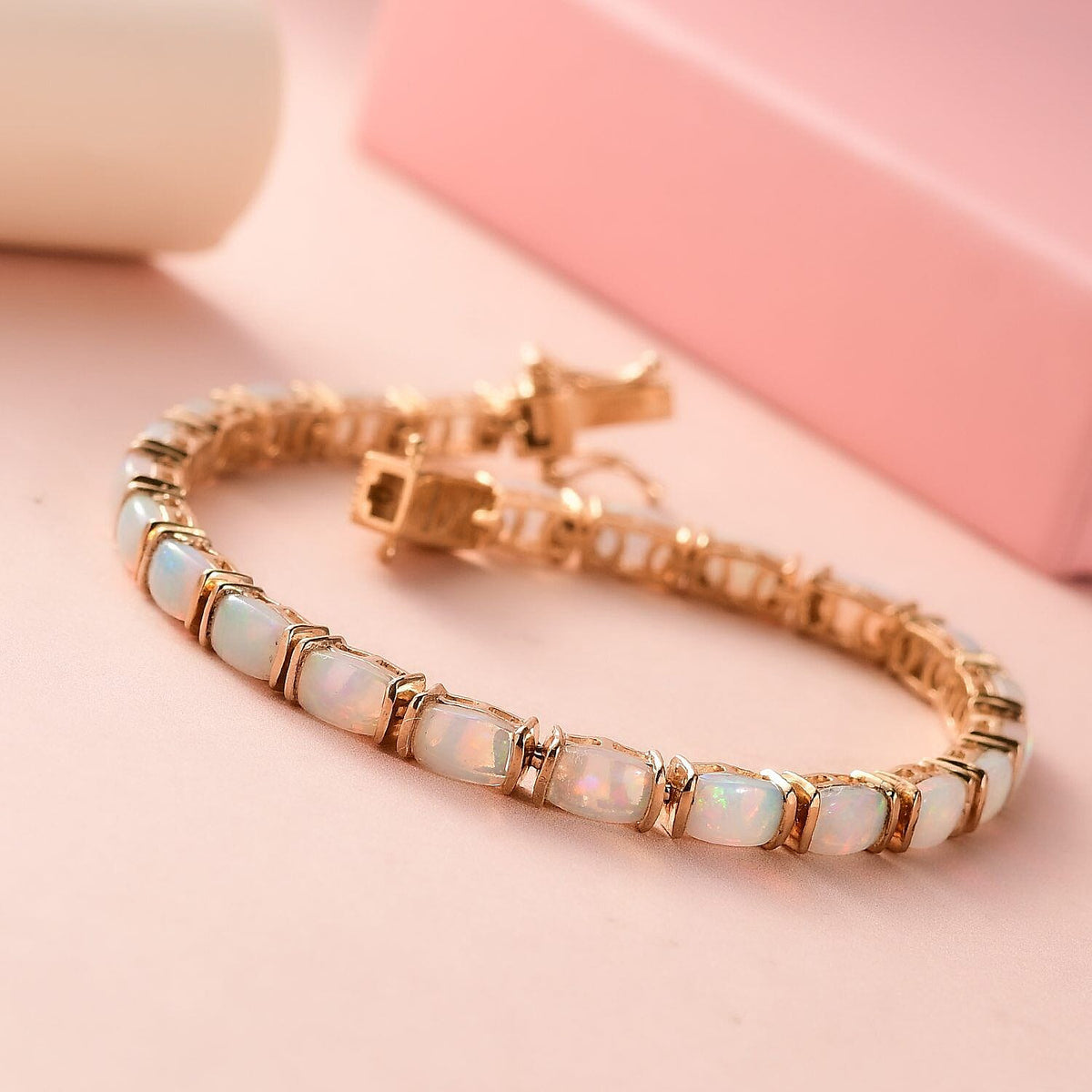 Ethiopian Welo Opal Bracelet (Size - 7.5) in 18K Yellow Gold Vermeil Plated Sterling Silver 8.40 Ct, Silver Wt. 11.39 Gms. 7343401 2