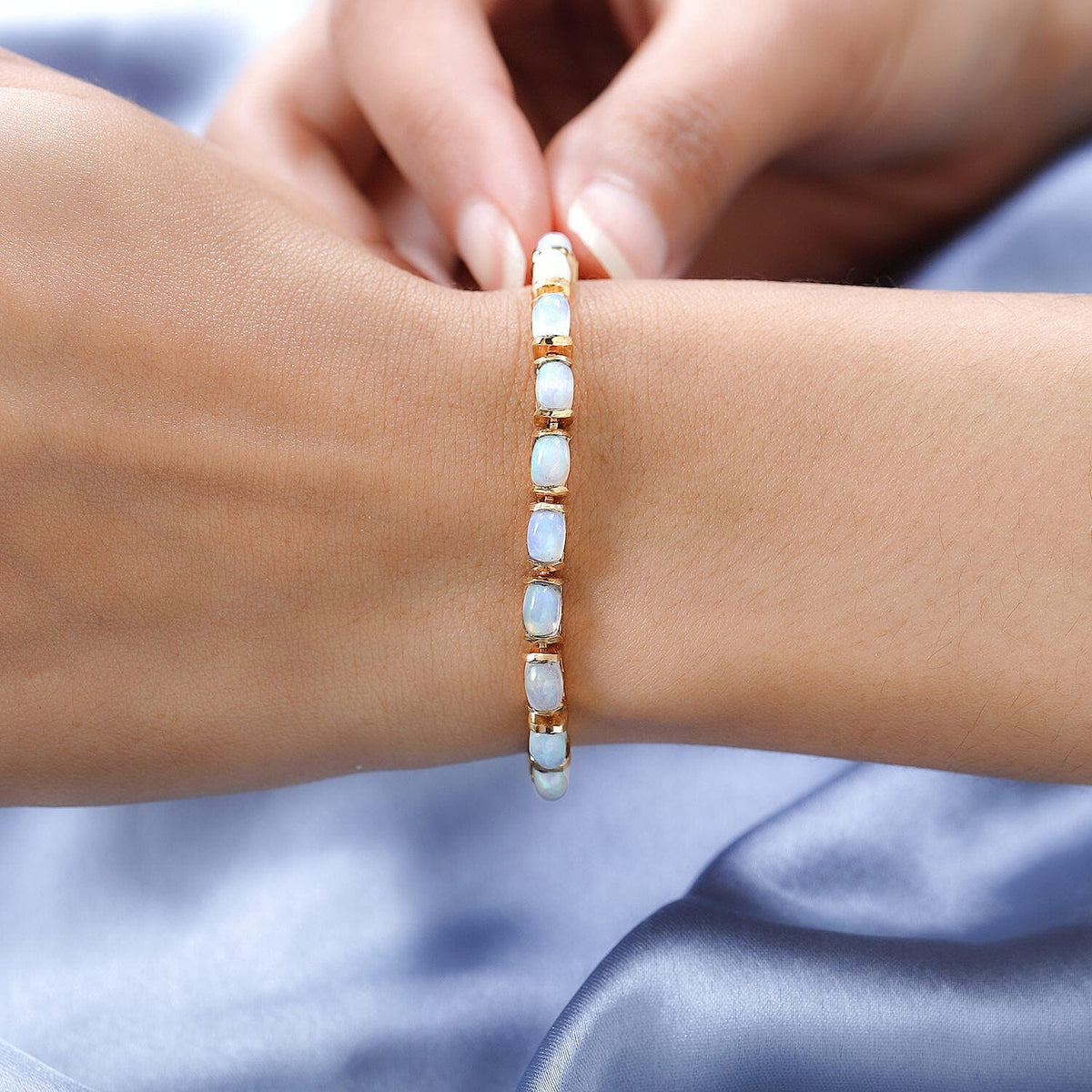 Ethiopian Welo Opal Bracelet (Size - 7.5) in 18K Yellow Gold Vermeil Plated Sterling Silver 8.40 Ct, Silver Wt. 11.39 Gms. 7343401 3