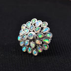 Ethiopian Welo Opal Cluster Ring in Platinum Overlay Sterling Silver  2.85 Ct, Silver Wt. 6.87 Gms