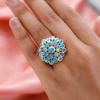 Ethiopian Welo Opal Cluster Ring in Platinum Overlay Sterling Silver  2.85 Ct, Silver Wt. 6.87 Gms
