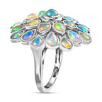 Ethiopian Welo Opal Cluster Ring in Platinum Overlay Sterling Silver  2.85 Ct, Silver Wt. 6.87 Gms