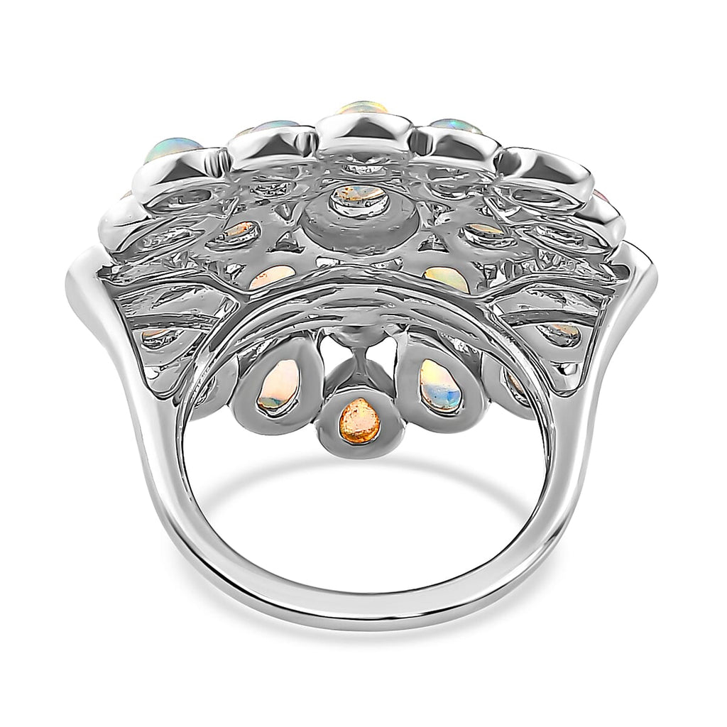 Ethiopian Welo Opal Cluster Ring in Platinum Overlay Sterling Silver  2.85 Ct, Silver Wt. 6.87 Gms