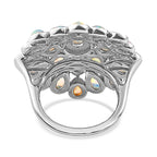 Ethiopian Welo Opal Cluster Ring in Platinum Overlay Sterling Silver  2.85 Ct, Silver Wt. 6.87 Gms