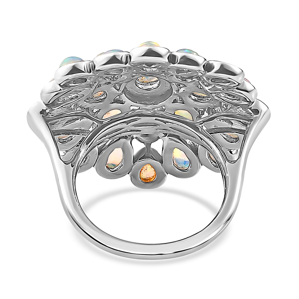 Ethiopian Welo Opal Cluster Ring in Platinum Overlay Sterling Silver  2.85 Ct, Silver Wt. 6.87 Gms 7385364 5