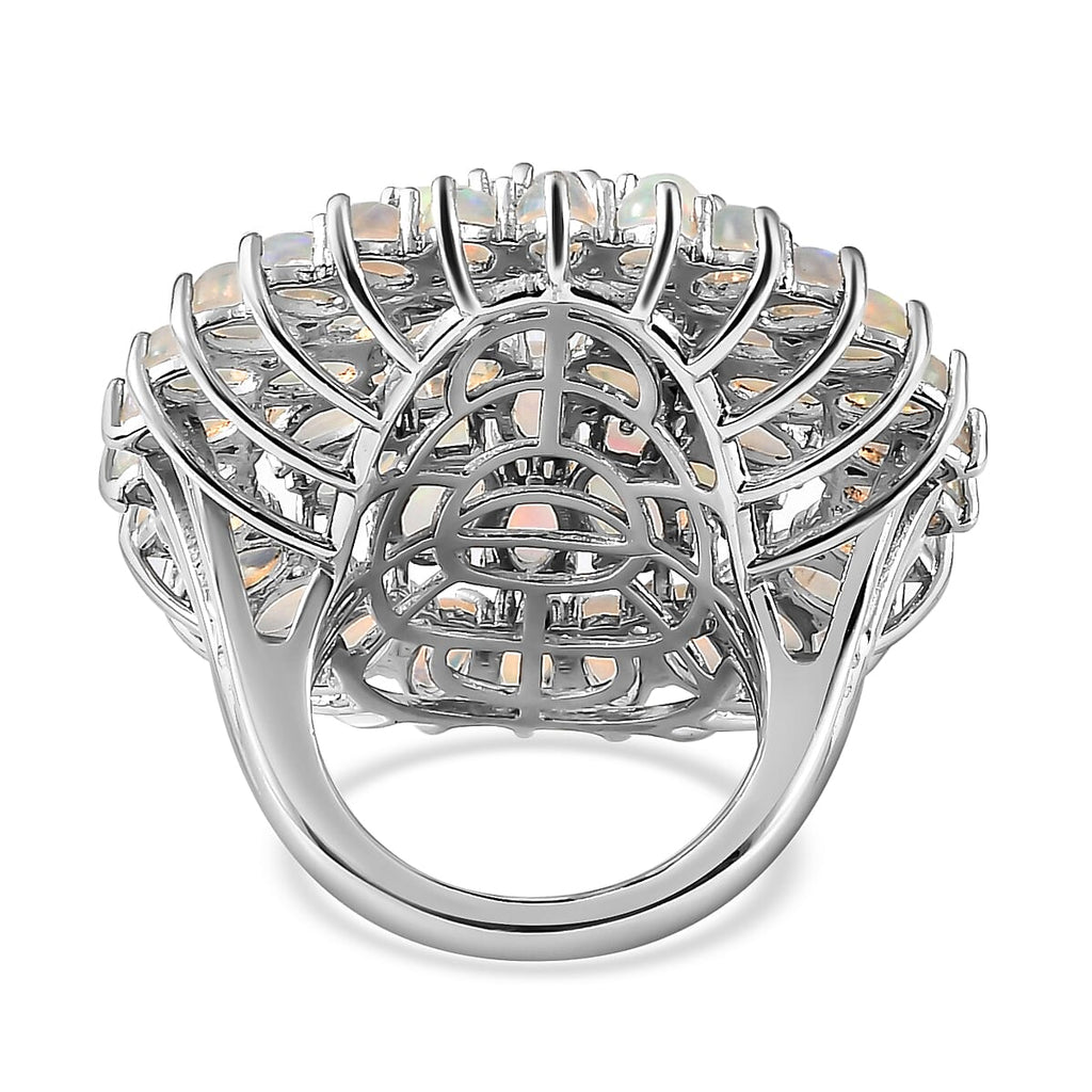 Ethiopian Welo Opal Cluster Ring in Platinum Overlay Sterling Silver 9.39 Ct, Silver Wt. 9.80 Gms