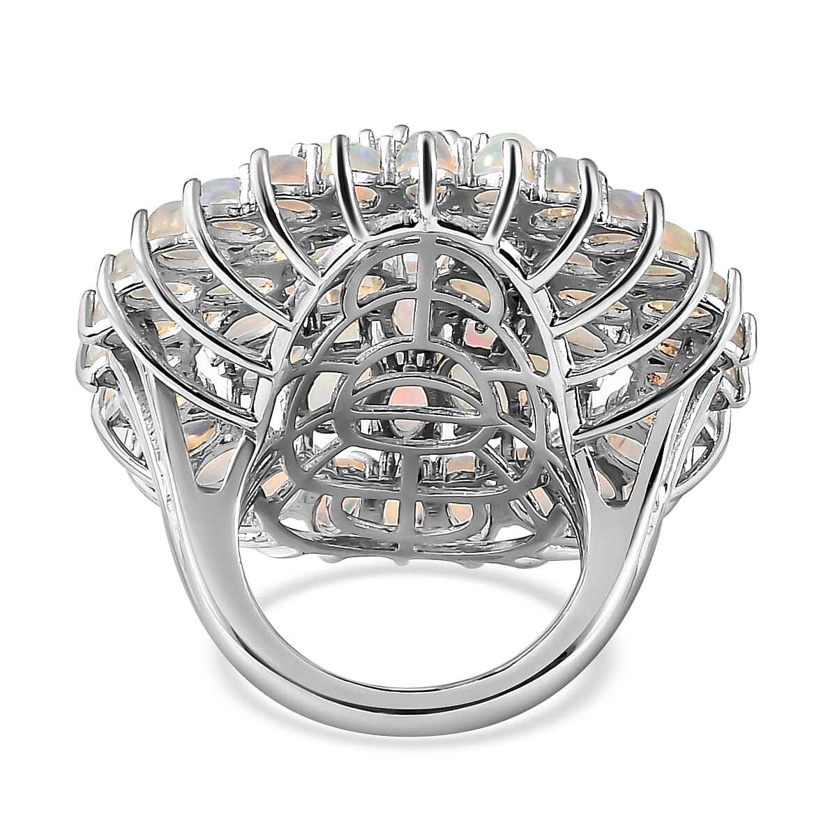 Ethiopian Welo Opal Cluster Ring in Platinum Overlay Sterling Silver 9.39 Ct, Silver Wt. 9.80 Gms 7189842 5