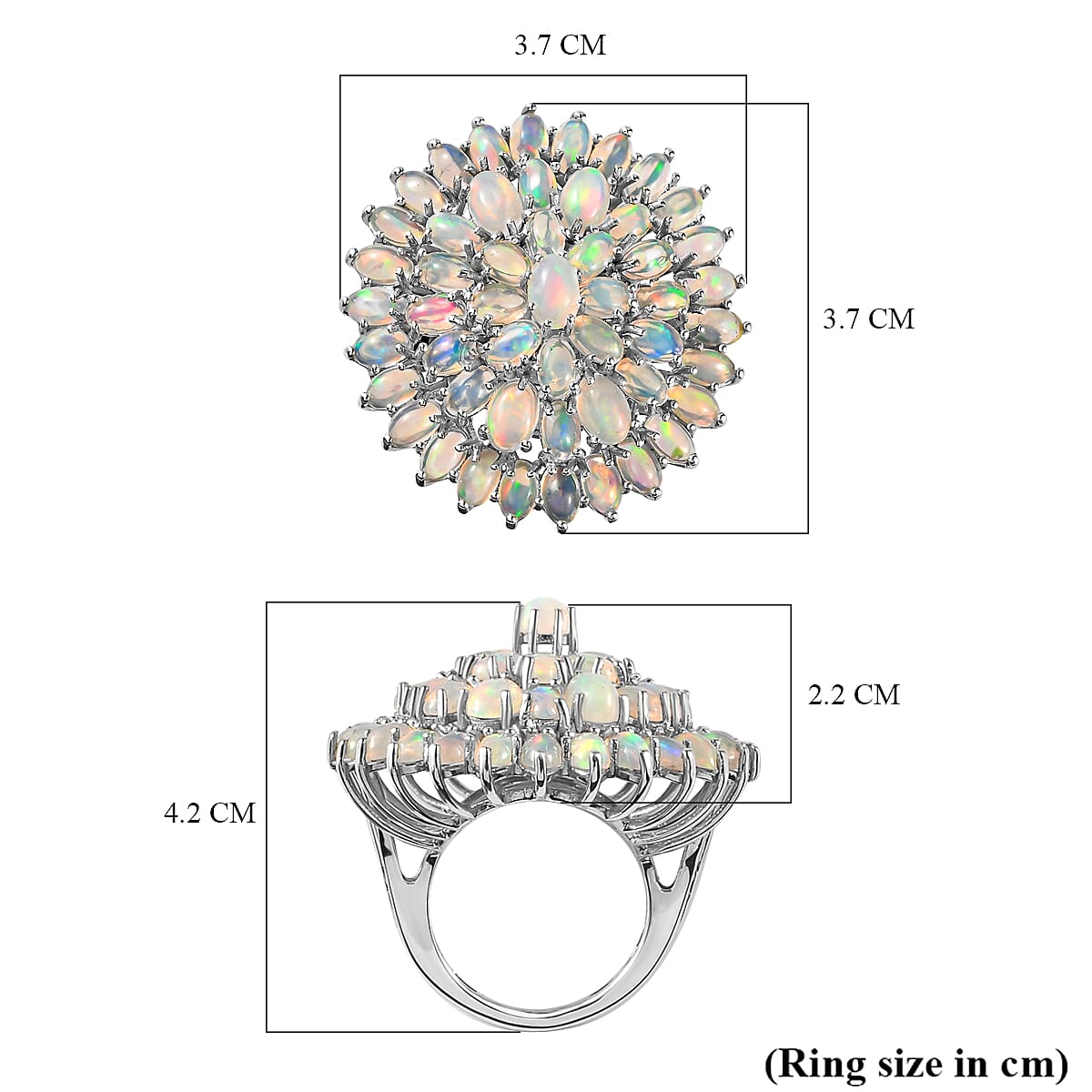 Ethiopian Welo Opal Cluster Ring in Platinum Overlay Sterling Silver 9.39 Ct, Silver Wt. 9.80 Gms 7189842 6