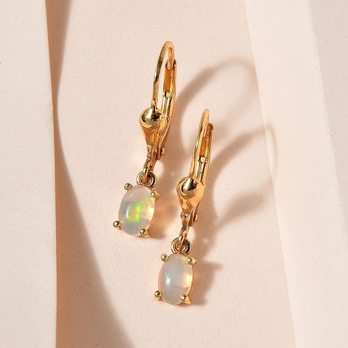 Ethiopian Welo Opal Drop Earrings in Vermeil 14K Gold Plated Sterling Silver 8954164 2