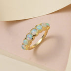 Tucson Special- Ethiopian Welo Opal Half Eternity Ring in 18K Vermeil Yellow Gold Plated Sterling Silver 1.302 Ct
