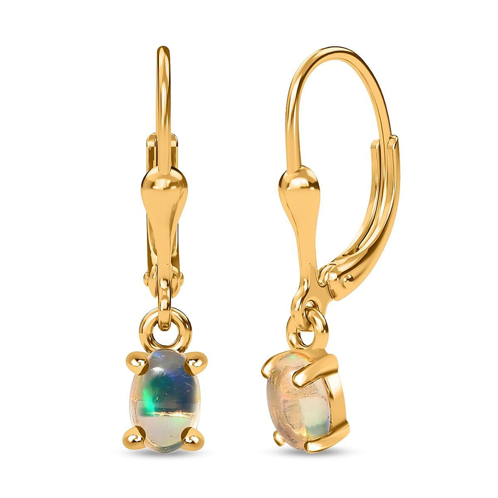 Royal Bali Collection - D'Joy Ethiopian Welo Opal Lever Back Earrings in 18K Vermeil Yellow Gold Plated Sterling Silver