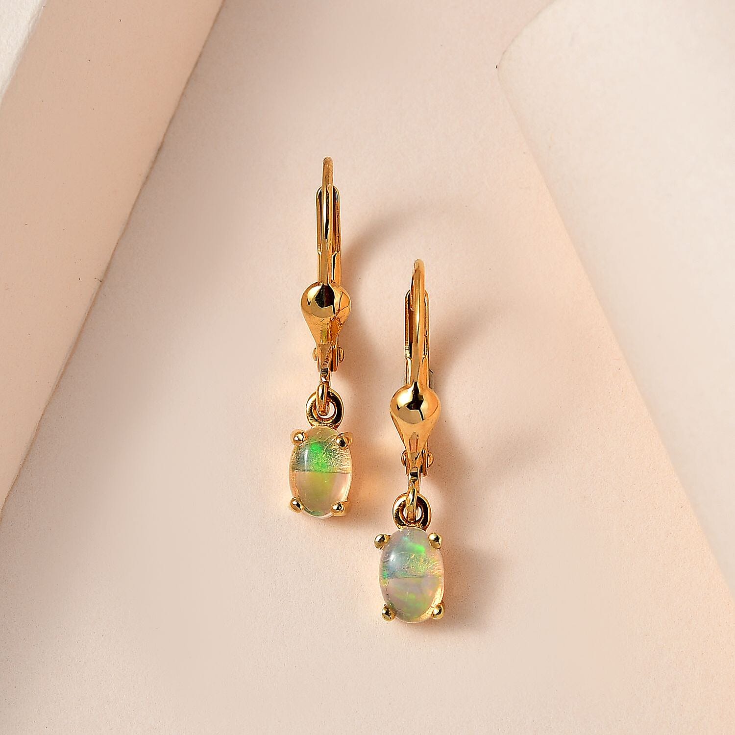 Royal Bali Collection - D'Joy Ethiopian Welo Opal Lever Back Earrings in 18K Vermeil Yellow Gold Plated Sterling Silver 7837417 2