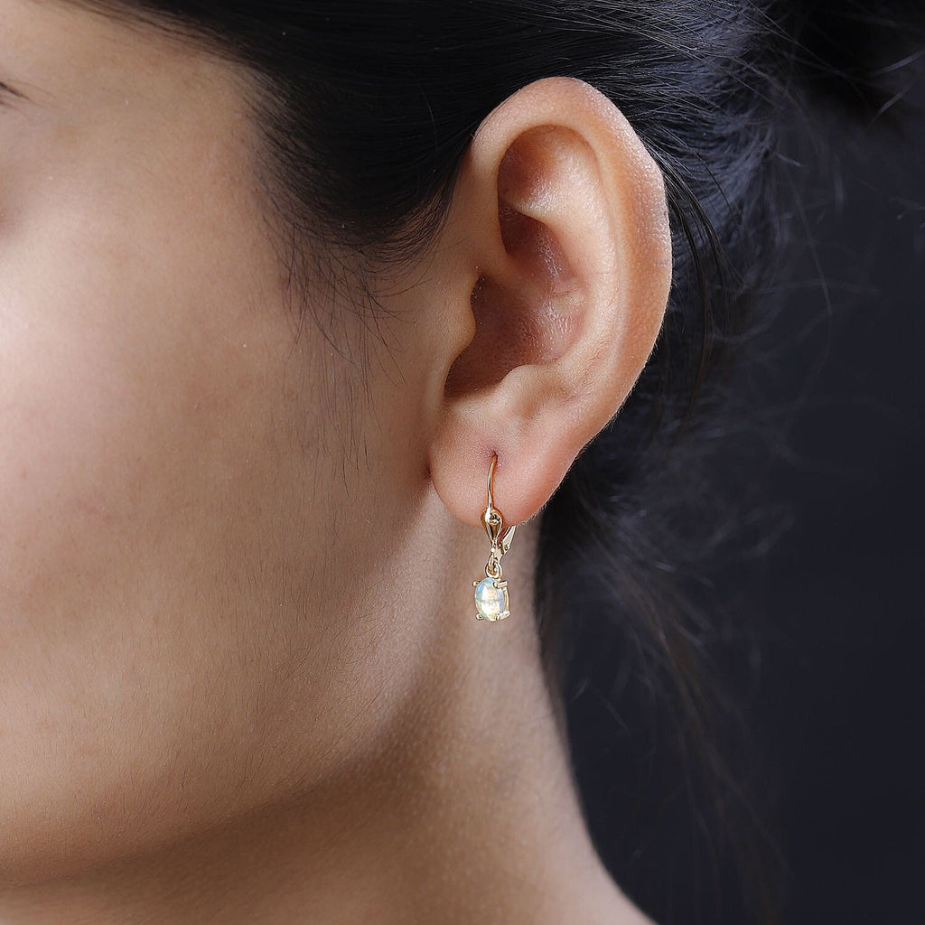 Royal Bali Collection - D'Joy Ethiopian Welo Opal Lever Back Earrings in 18K Vermeil Yellow Gold Plated Sterling Silver