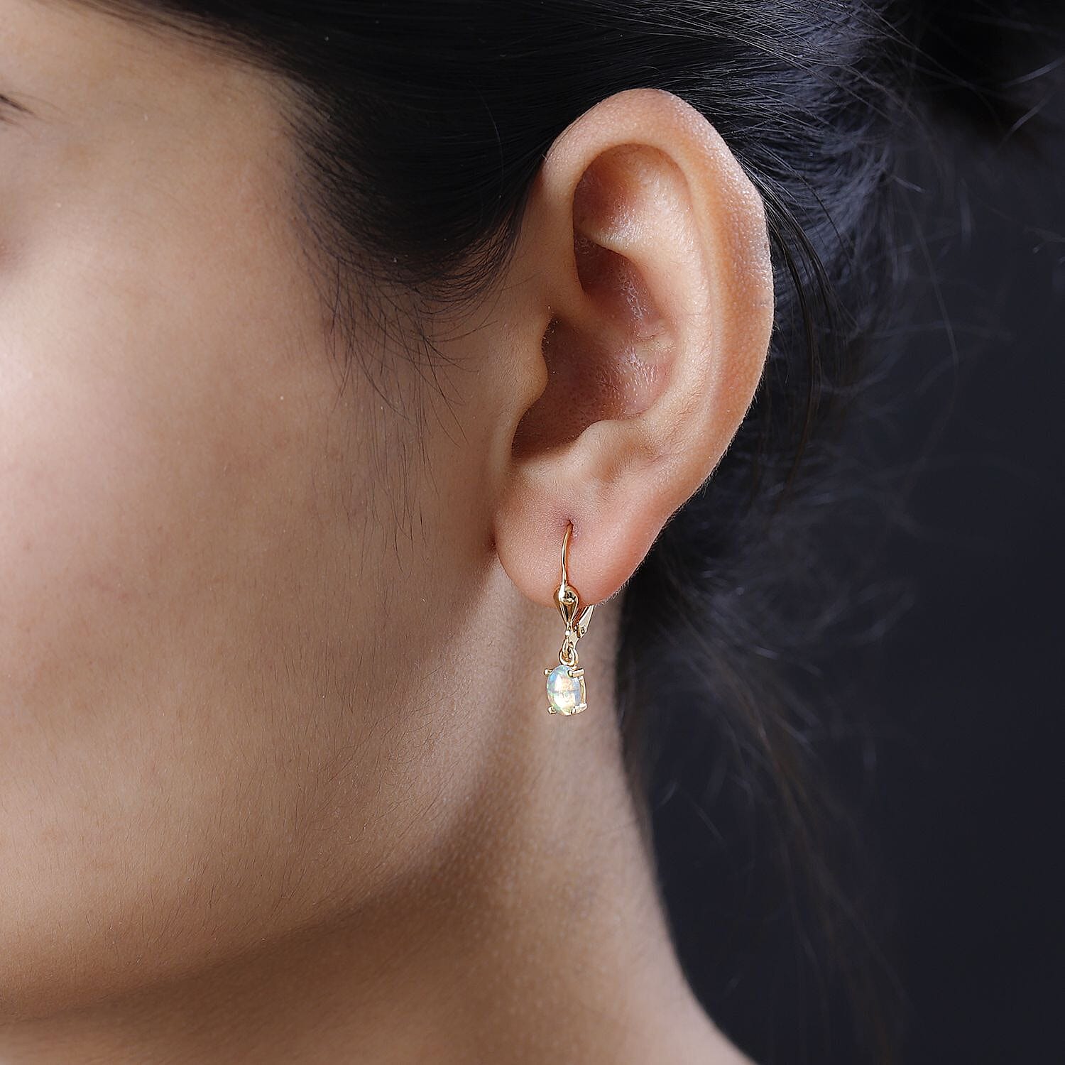 Royal Bali Collection - D'Joy Ethiopian Welo Opal Lever Back Earrings in 18K Vermeil Yellow Gold Plated Sterling Silver 7837417 3