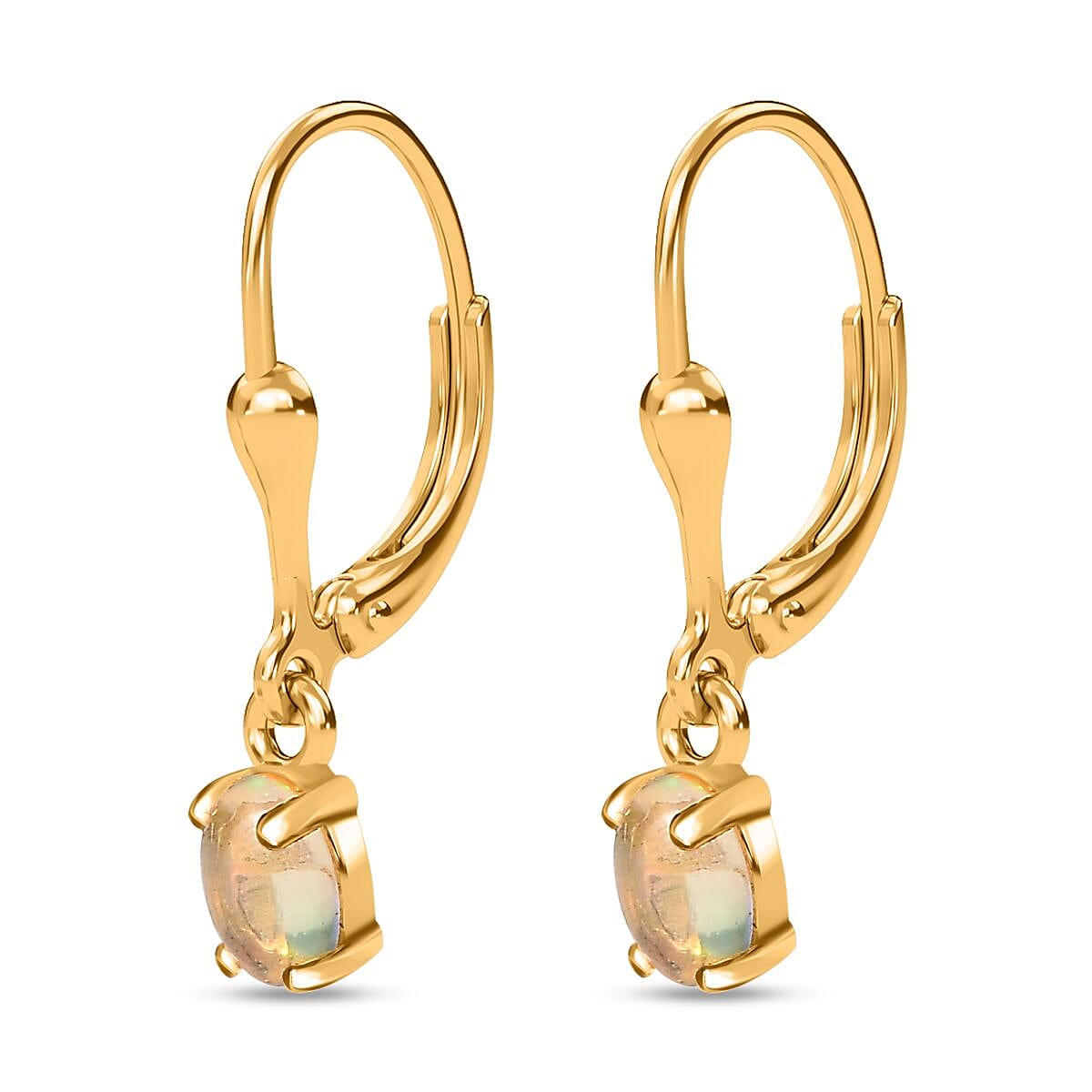Royal Bali Collection - D'Joy Ethiopian Welo Opal Lever Back Earrings in 18K Vermeil Yellow Gold Plated Sterling Silver 7837417 4